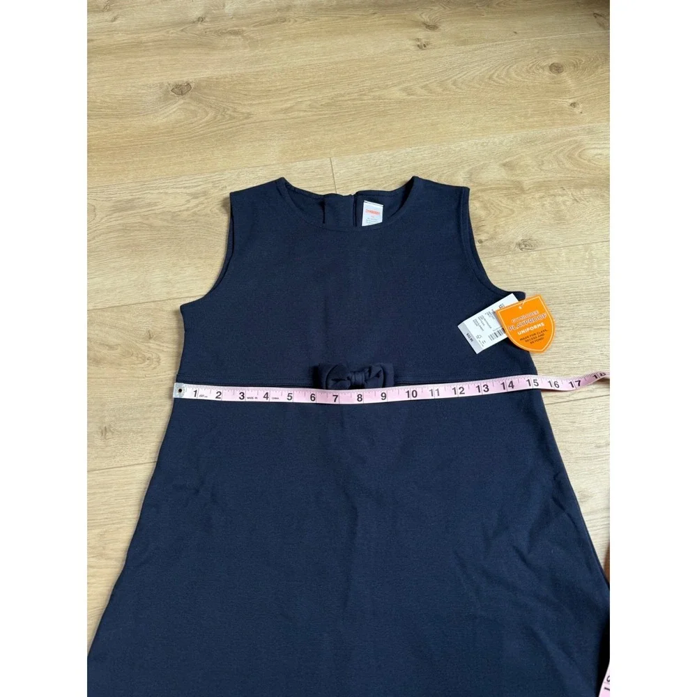 NWT Kids Girls Uniform Gymboree sleeveless bow ruffle jumper dress blue size 12